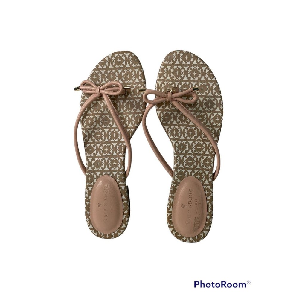 KATE SPADE New York Logo Mystic Bow Flip Flops/Sandals, blush pink/light brown,